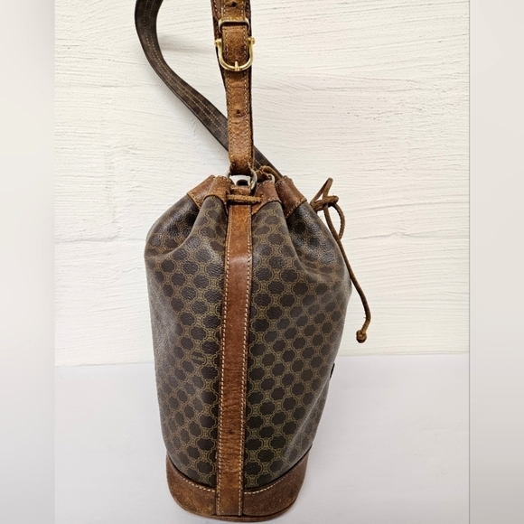 Celine Vintage Macadam Sac Seau Drawstring Bucket Bag in Canvas and Leather - Picture 5 of 16